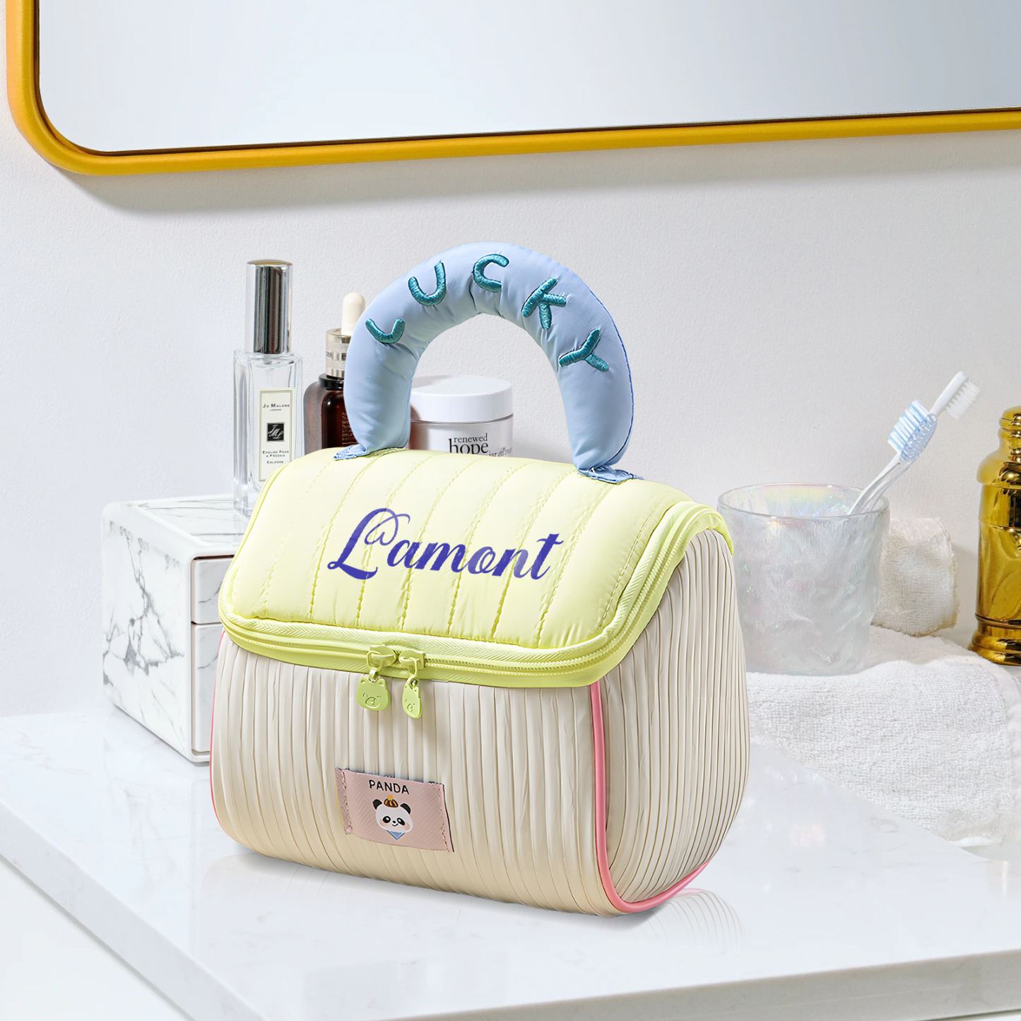 Personalised Makeup Bag with Custom Name and Soft Handle | Jessemade