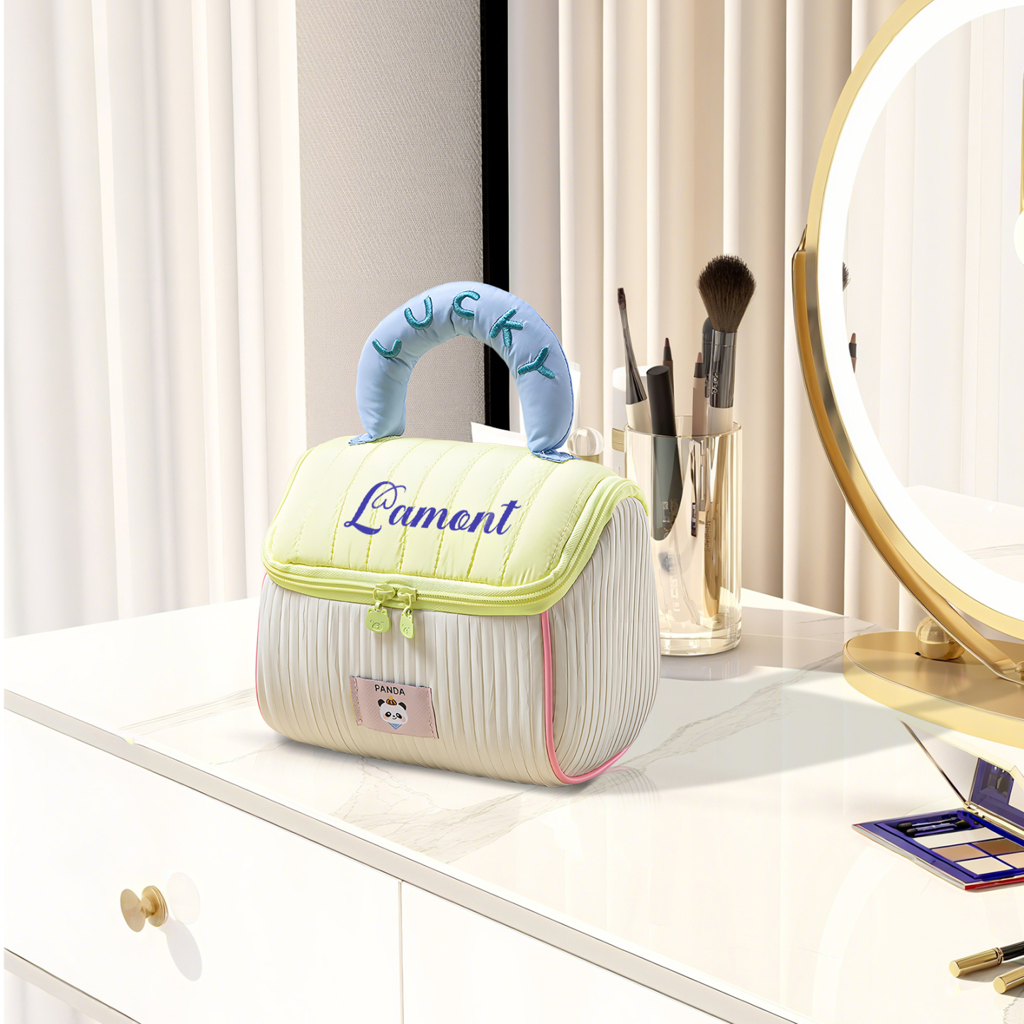 Personalised Makeup Bag with Custom Name and Soft Handle | Jessemade