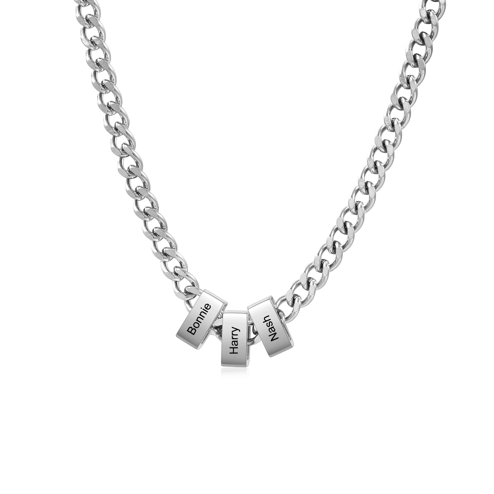 Personalised Mens Stainless Steel Necklace Custom Name Bead Durable Keepsake Christmas Birthday Fathers Day Gift for Him Dad Husband | Jessemade