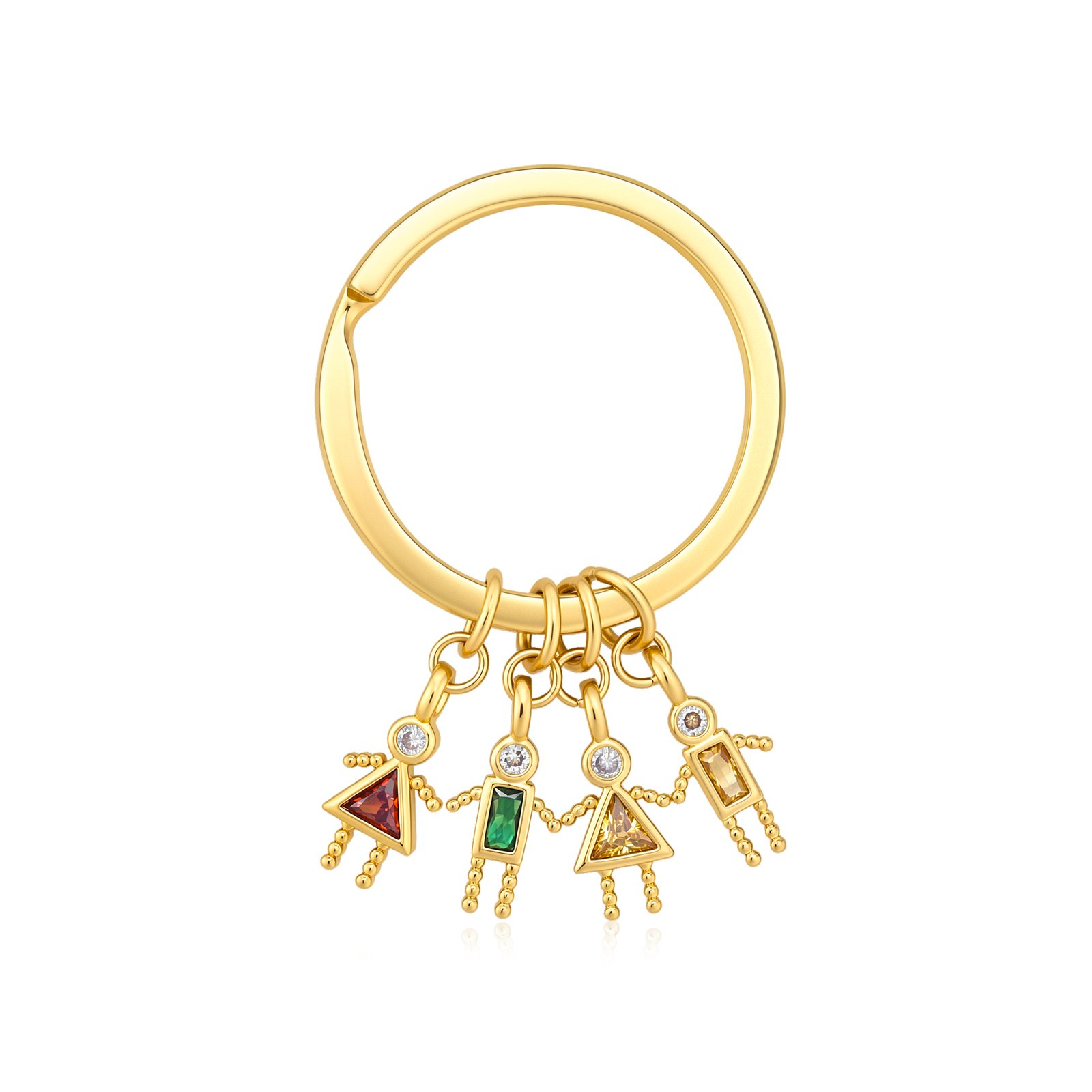 Personalised Keyring with 1–6 Child Charms and Birthstones, Gift for Mum