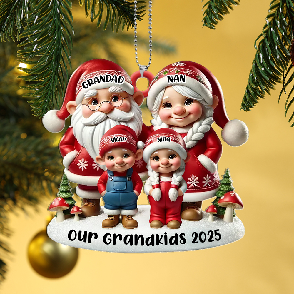 Personalised Santa Grandparents & Grandkids 2025 Ornament