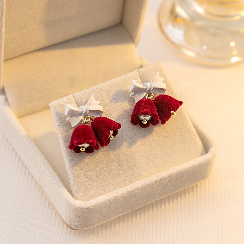 Bell Bow Earrings Family Christmas Gift Festive Holiday Jewelry