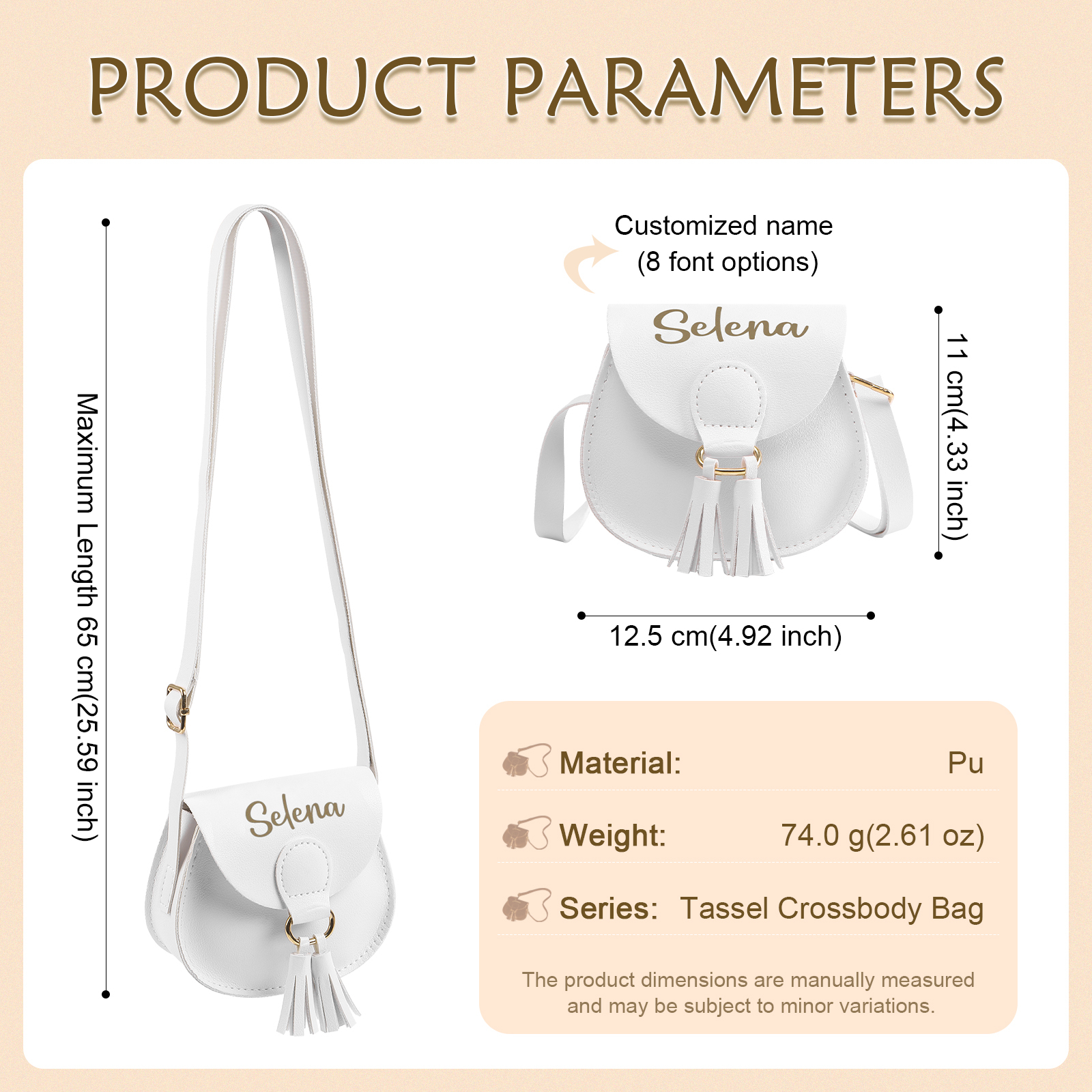 Custom Name Mini Tassel Crossbody Purse Bag for Girls - Personalised Gift In Multiple Colours