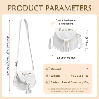 Custom Name Mini Tassel Crossbody Purse Bag for Girls - Personalised Gift In Multiple Colours
