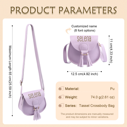 Custom Name Mini Tassel Crossbody Purse Bag for Girls - Personalised Gift In Multiple Colours