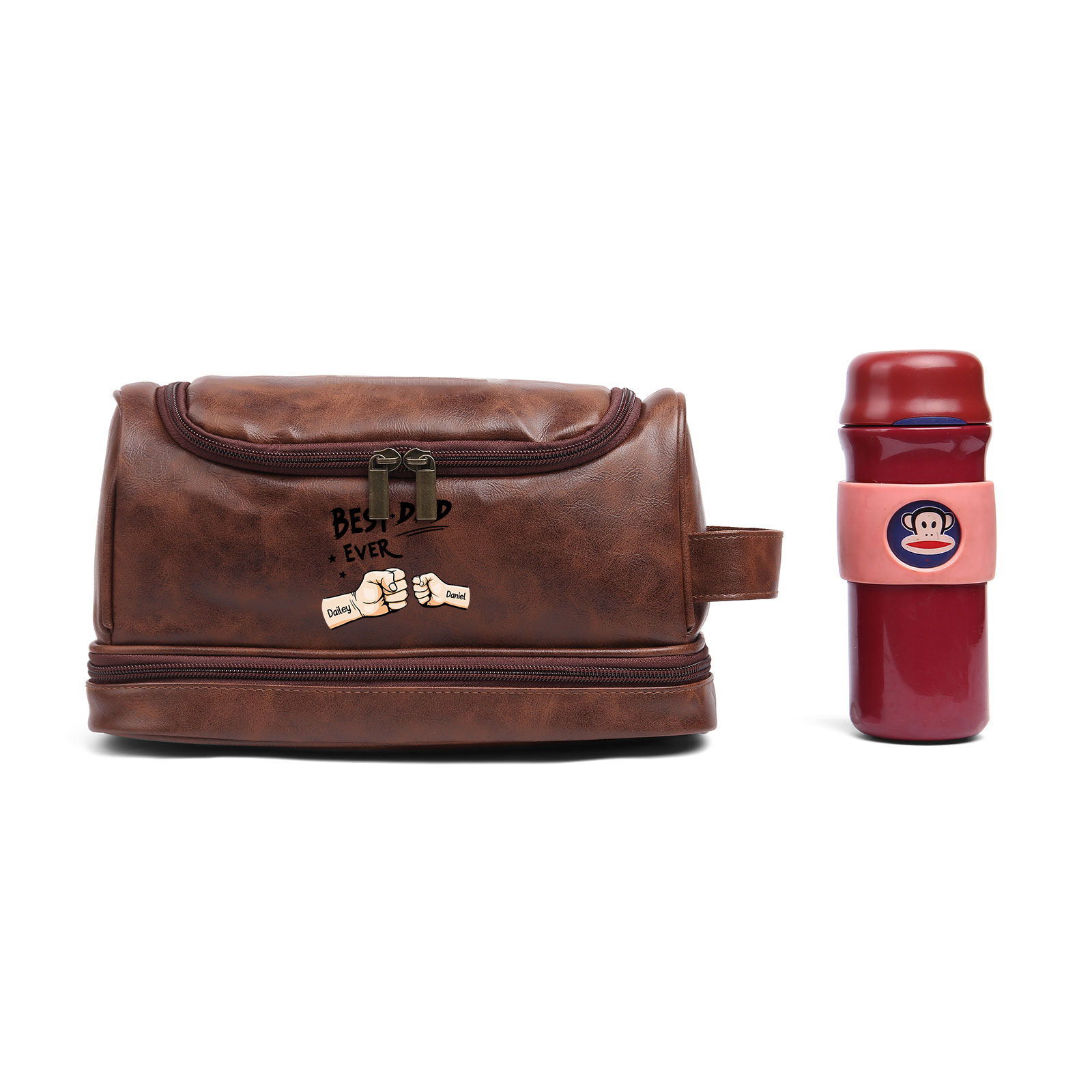 Personalised Fist Toiletry Bag for Dad with 2 Names - Custom Bag for Him | Jessemade