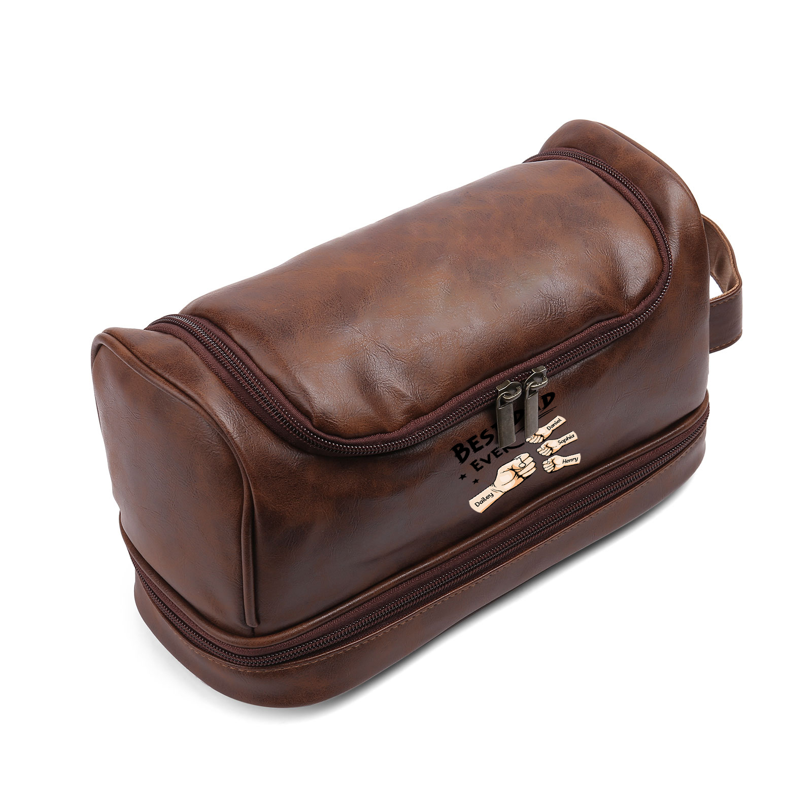 Personalised Fist Toiletry Bag for Dad with 4 Names - Custom Bag for Him | Jessemade