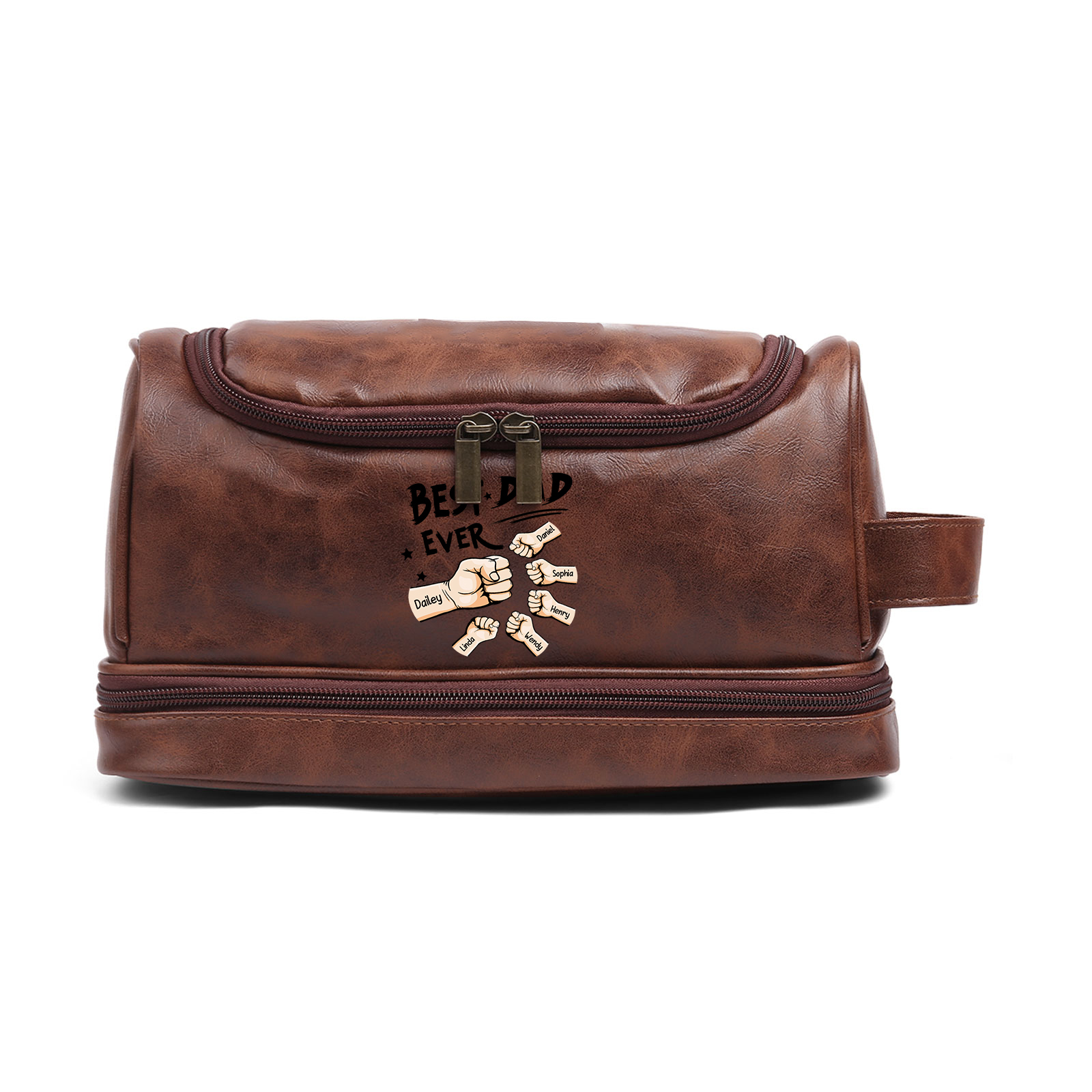 Personalised Fist Toiletry Bag for Dad with 6 Names - Custom Bag for Him | Jessemade