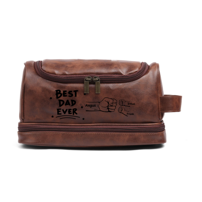 Personalised Toiletry Bag for Dad with 3 Names - Custom Bag for Him | Jessemade