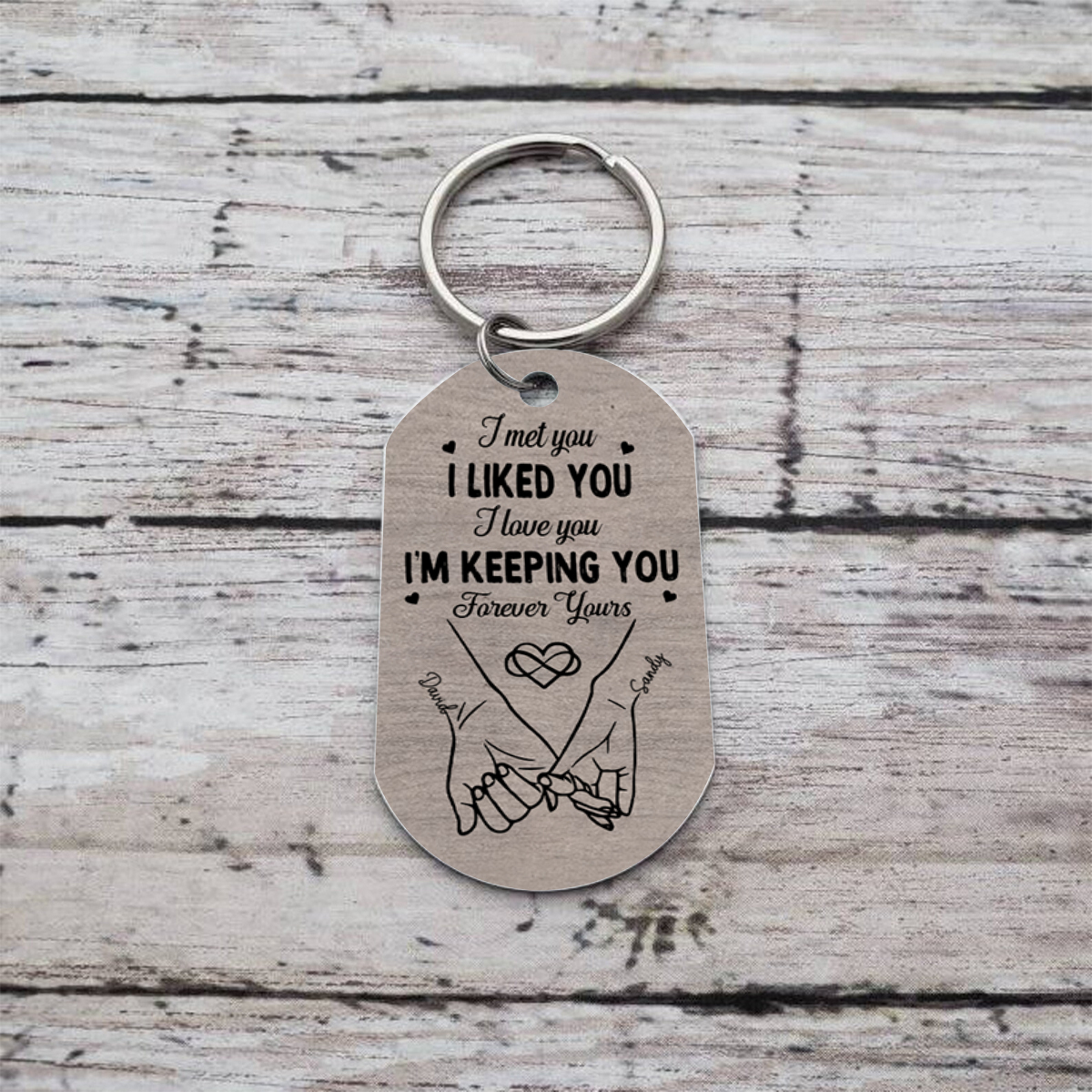 Personalised Couple Keyring Hug & Pinky Promise