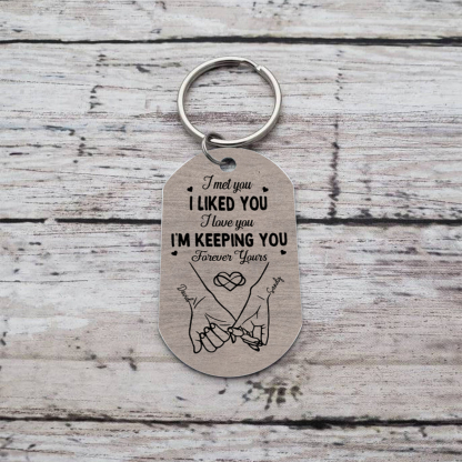 Personalised Couple Keyring Hug & Pinky Promise