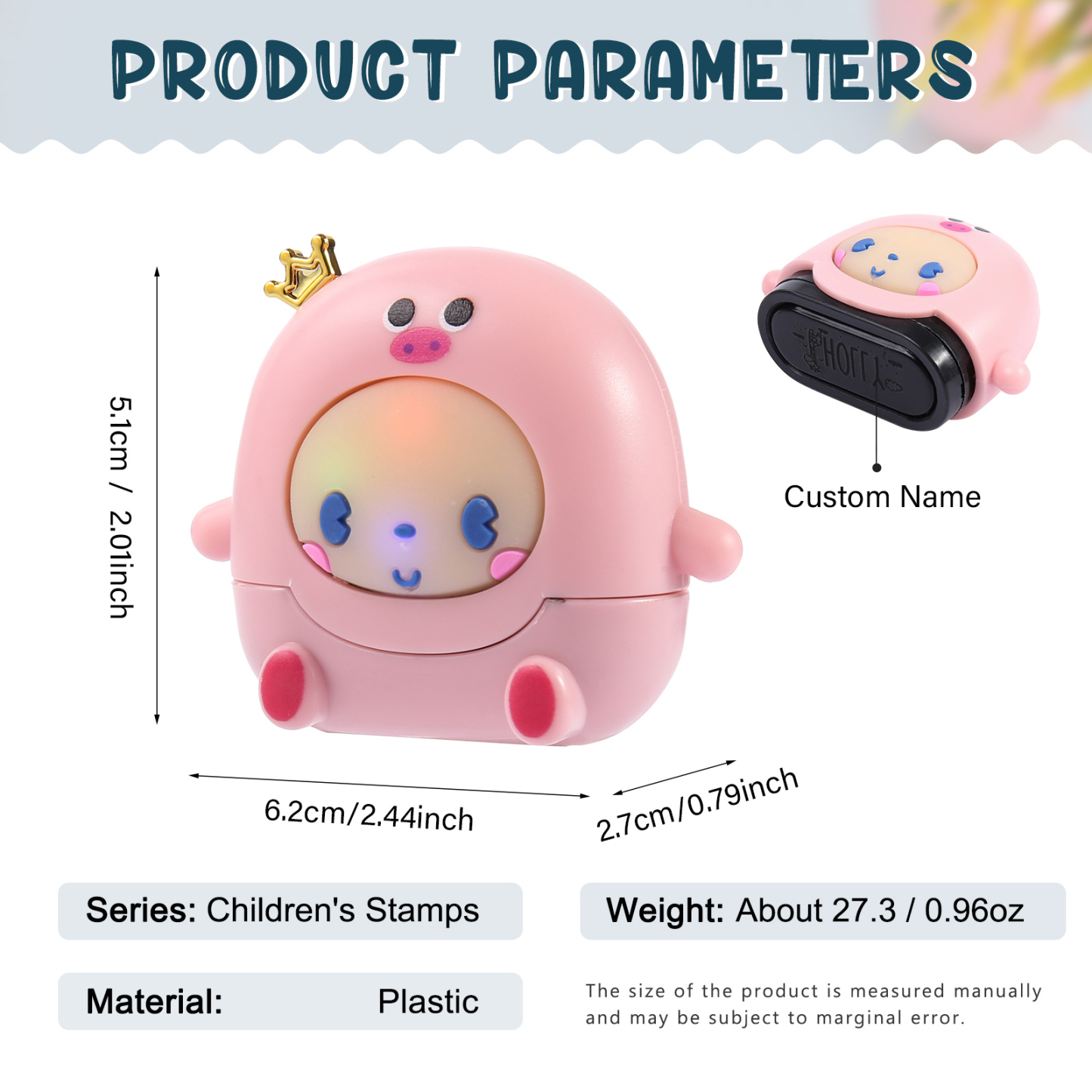 Personalized Name Stamp with Light Back-to-School Gift for Kids Black Ink