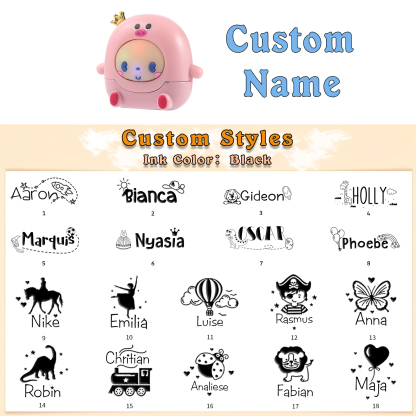 Personalized Name Stamp with Light Back-to-School Gift for Kids Black Ink