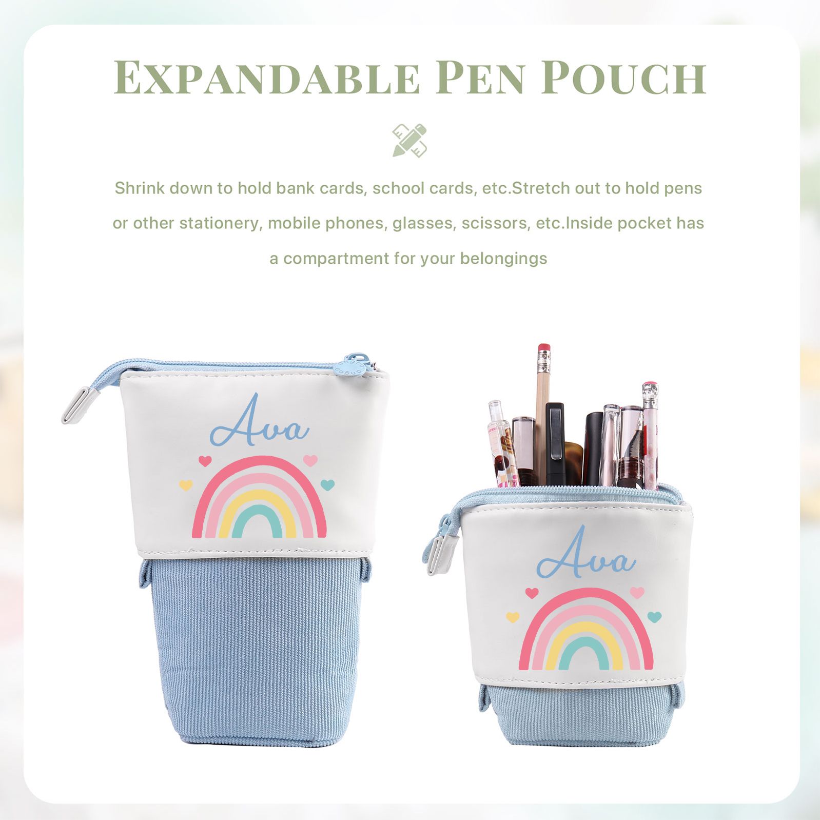 Personalized Rainbow Pencil Case Custom Name Pencil Case Back To School Gift For Boys/Girls