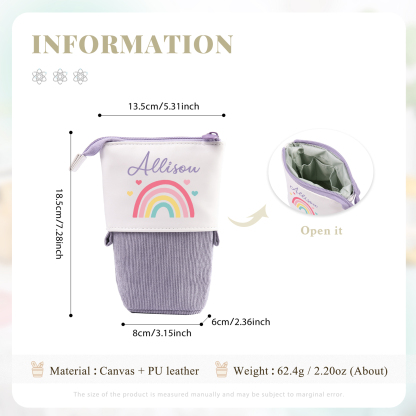 Personalized Rainbow Pencil Case Custom Name Pencil Case Back To School Gift For Boys/Girls