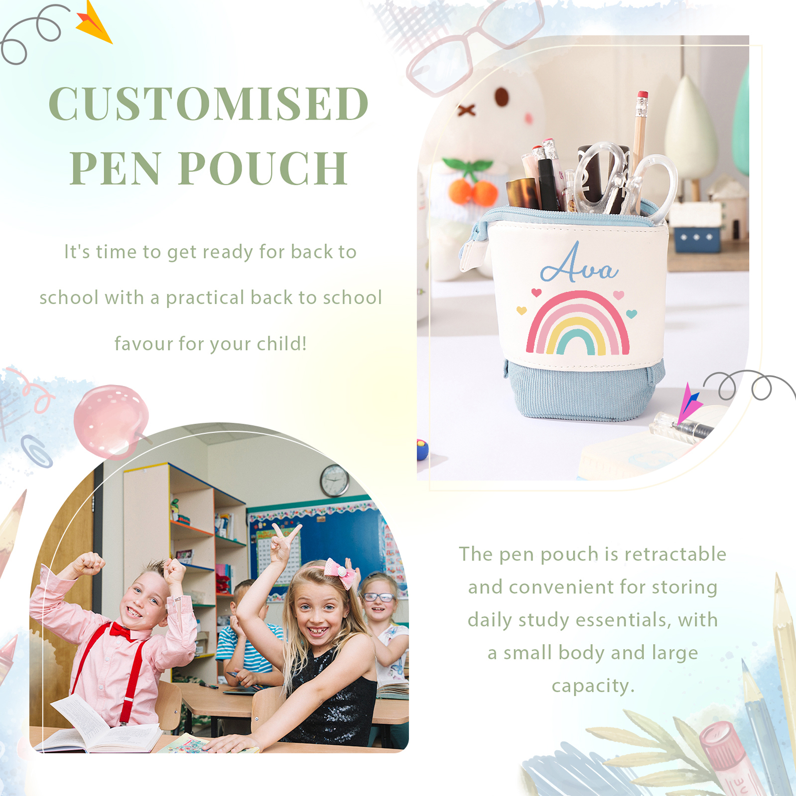 Personalized Pencil Case Custom Name and Photo Pencil Case Back to School Gift for Boys/Girls