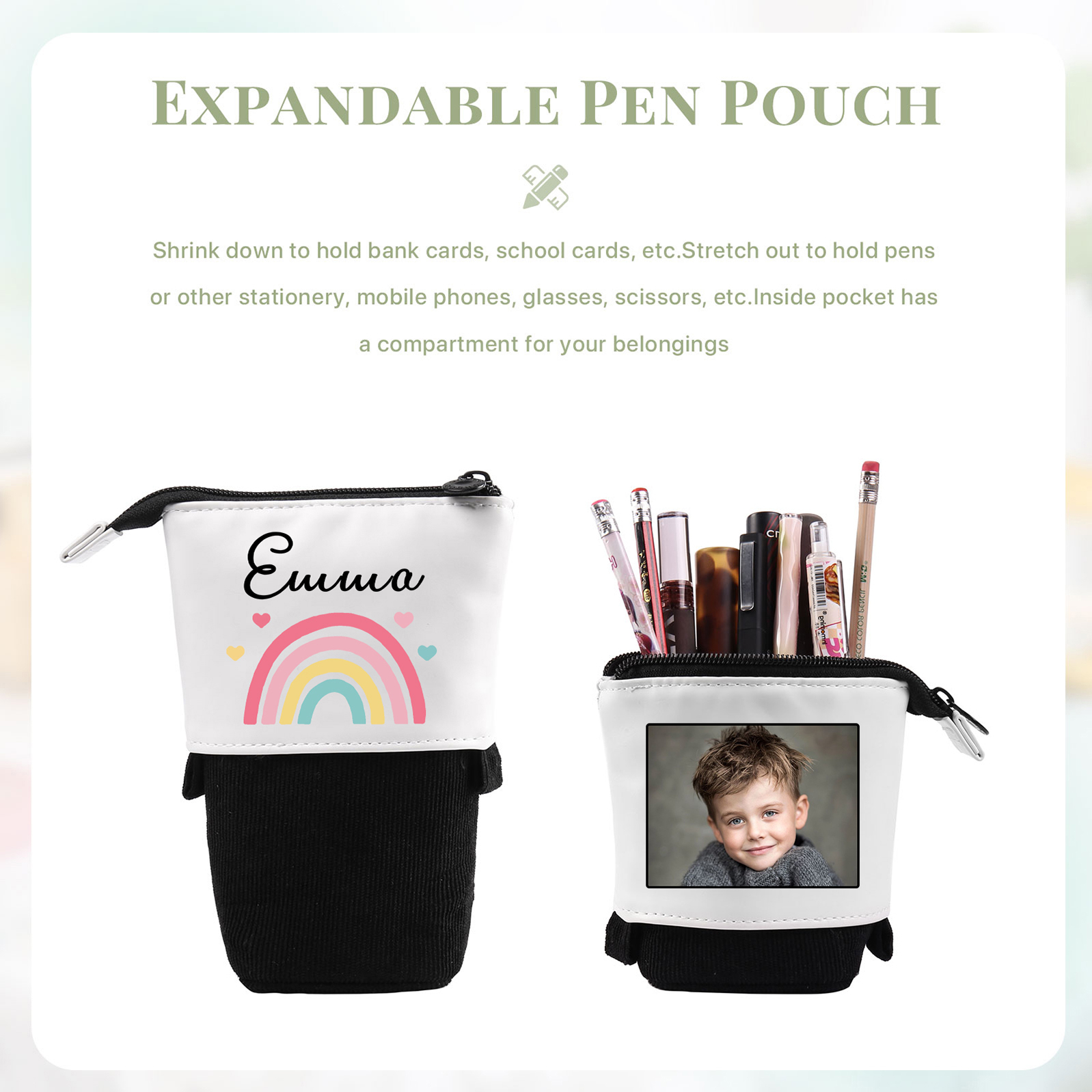 Personalized Pencil Case Custom Name and Photo Pencil Case Back to School Gift for Boys/Girls