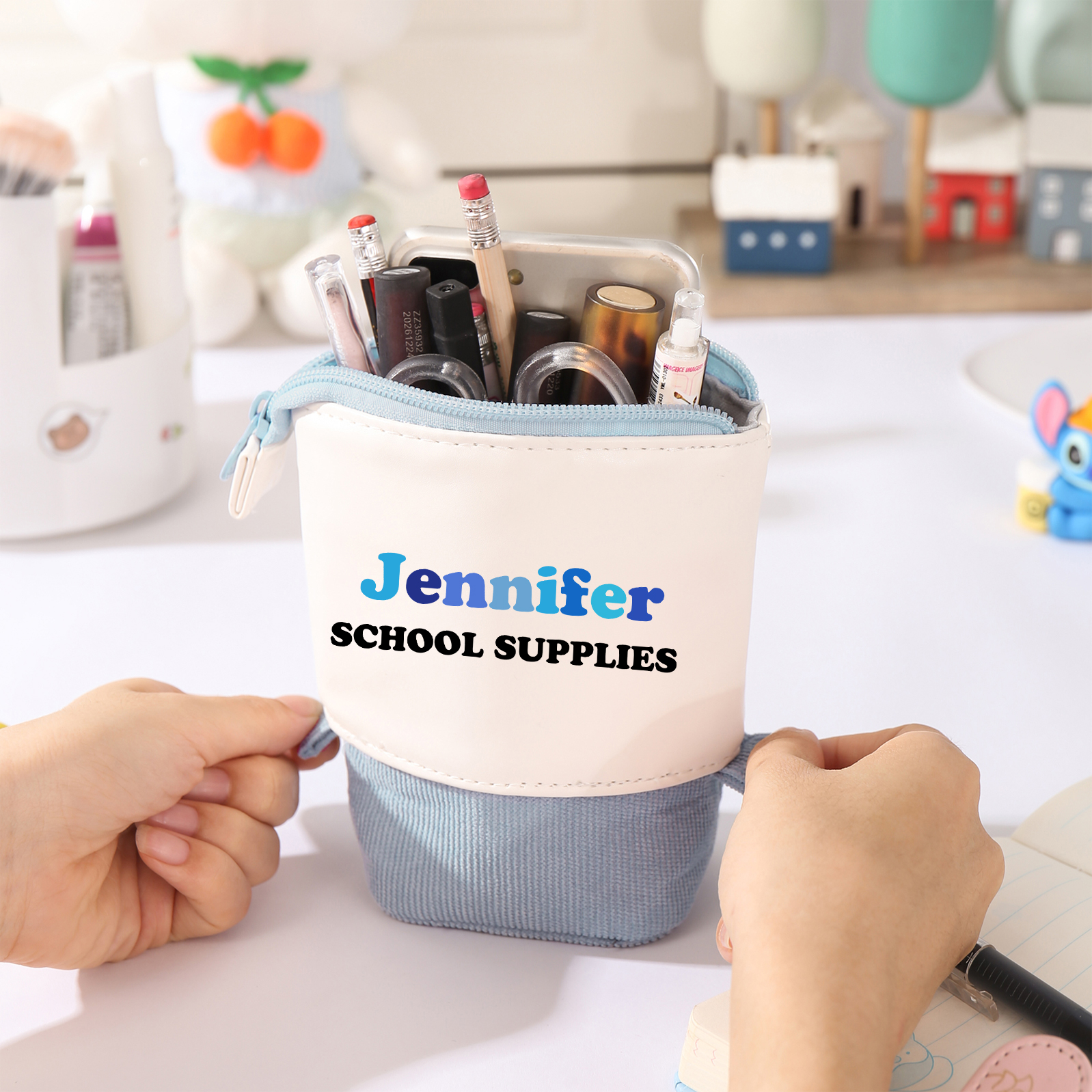 Personalized Pencil Case Custom 2 Text Pen Pouch Back To School Gift for Kids