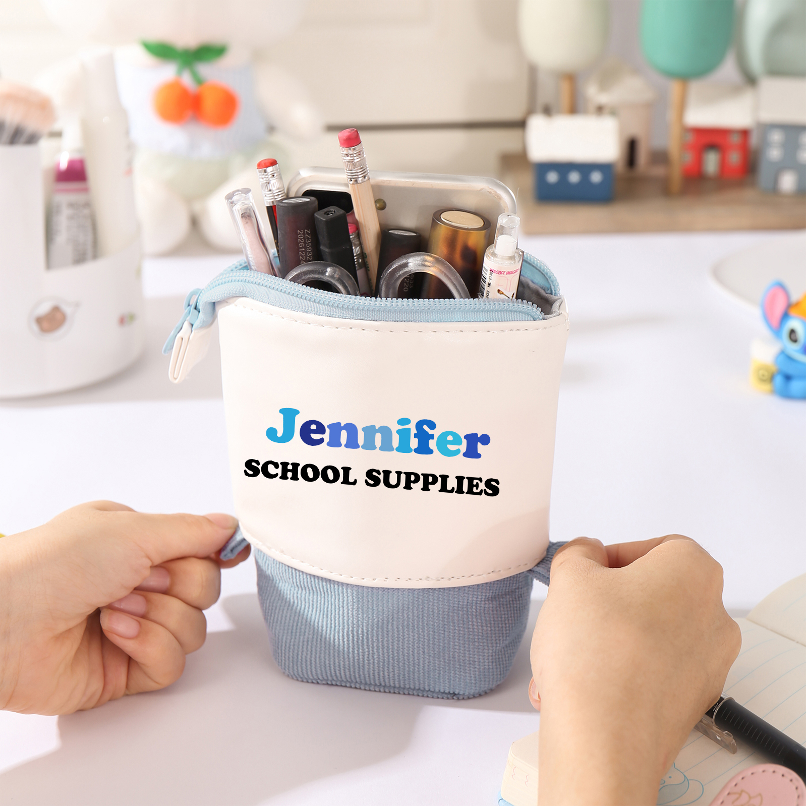 Personalized Pencil Case Custom 2 Text Pen Pouch Back To School Gift for Kids