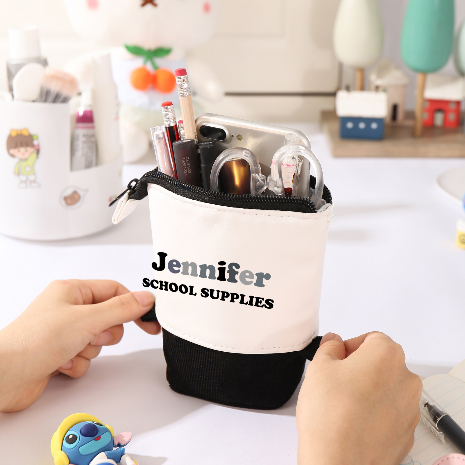 Personalized Pencil Case Custom 2 Text Pen Pouch Back To School Gift for Kids