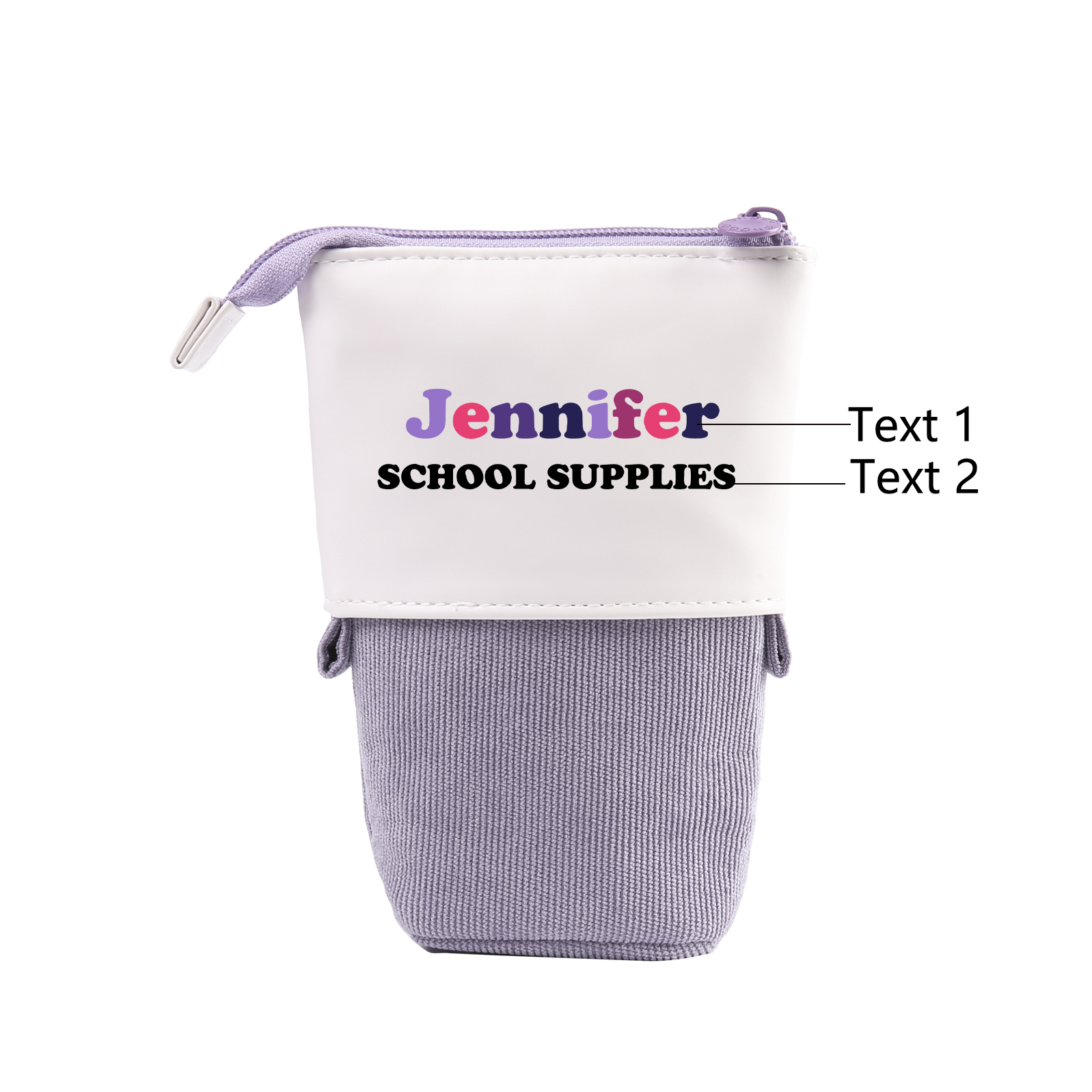 Personalized Pencil Case Custom 2 Text Pen Pouch Back To School Gift for Kids