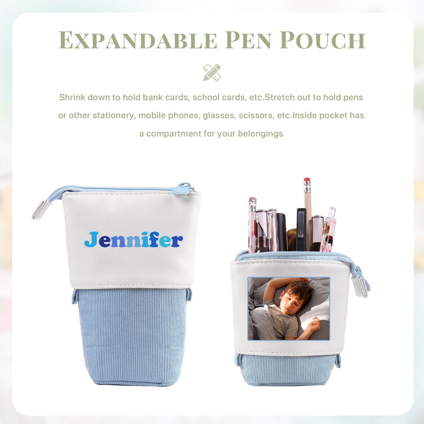 Personalized Pencil Case Custom Name and Photo Pencil Case Back to School Gift for Boys/Girls