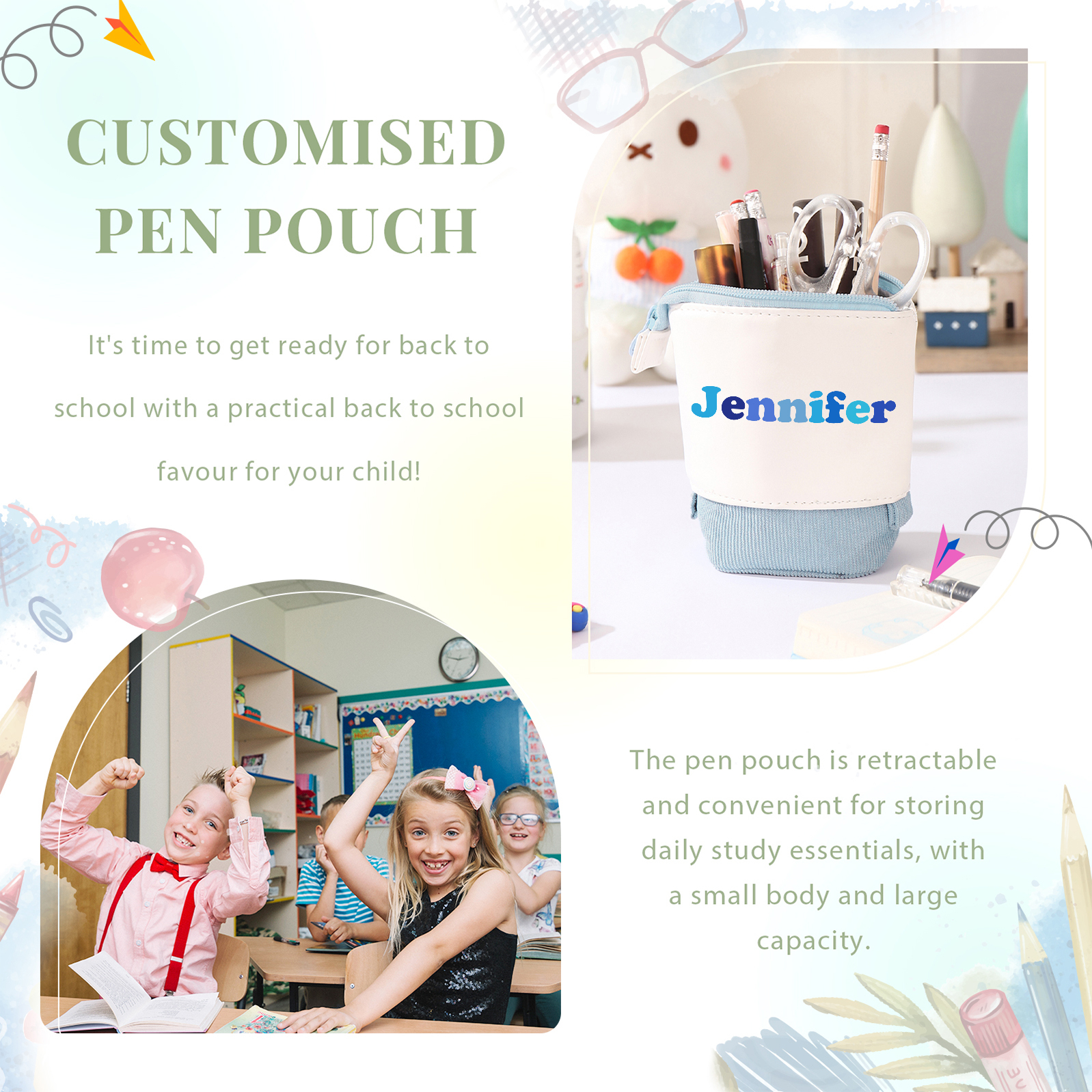 Personalized Pencil Case Custom Name and Photo Pencil Case Back to School Gift for Boys/Girls