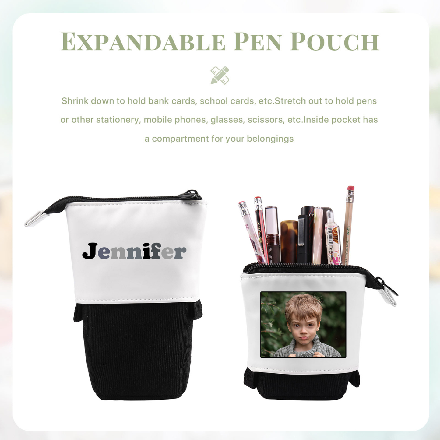 Personalized Pencil Case Custom Name and Photo Pencil Case Back to School Gift for Boys/Girls