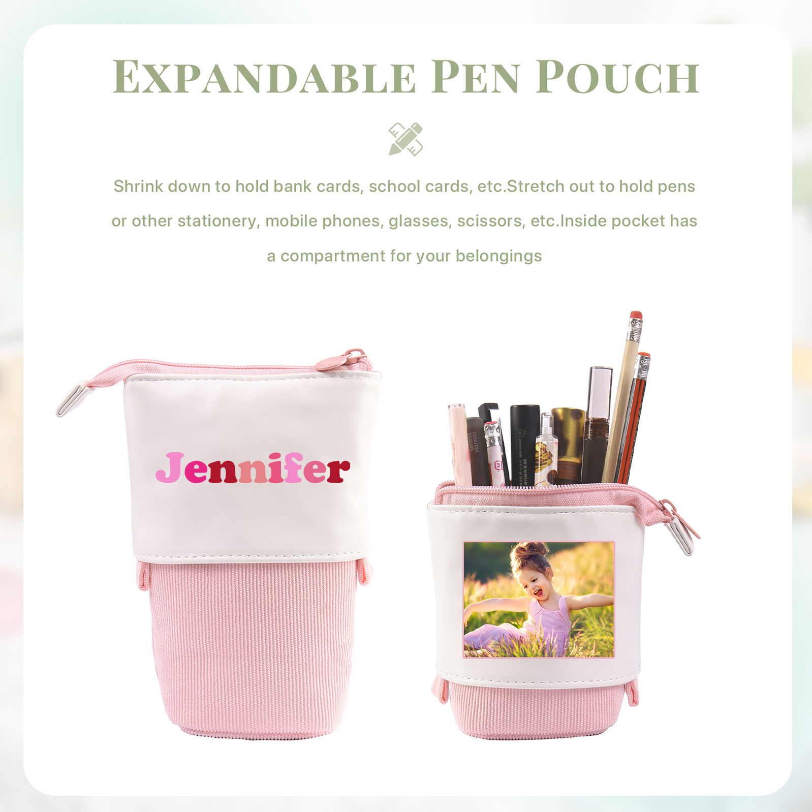 Personalized Pencil Case Custom Name and Photo Pencil Case Back to School Gift for Boys/Girls