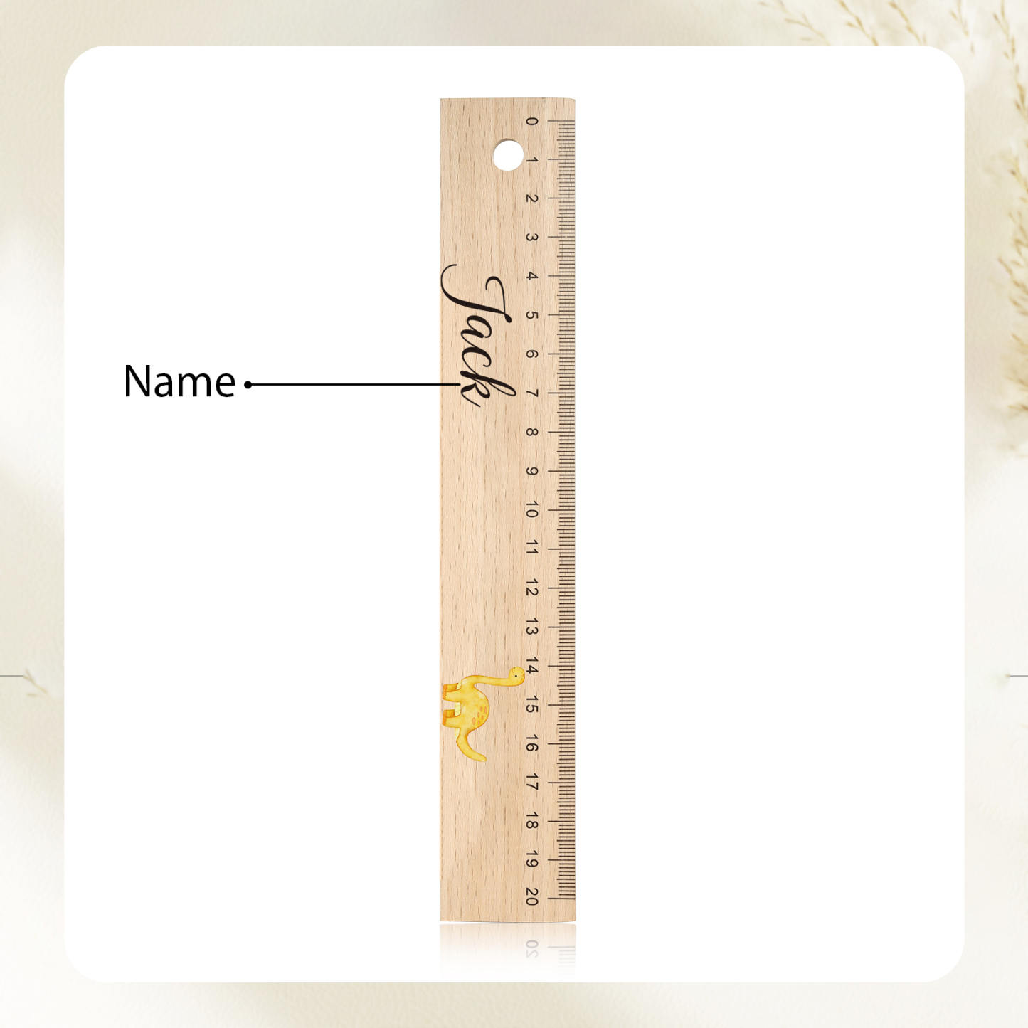 Dinosaur Personalised Engraved Children's Name Wooden Ruler - Back to School Supplier Gift for Kids