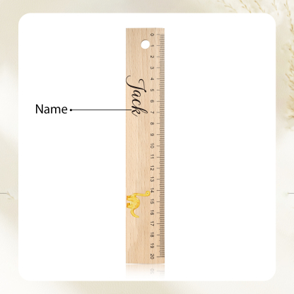 Dinosaur Personalised Engraved Children's Name Wooden Ruler - Back to School Supplier Gift for Kids