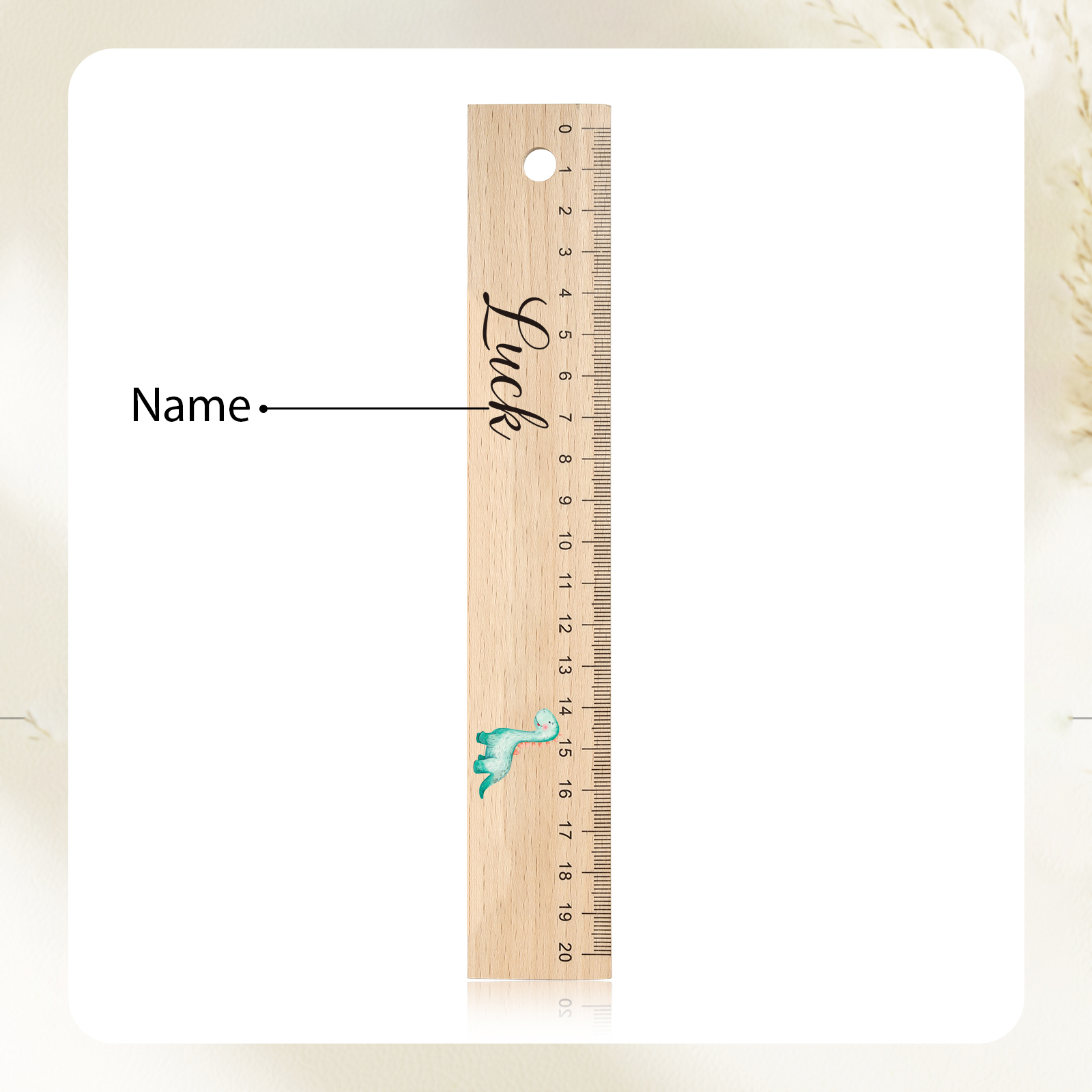Dinosaur Personalised Engraved Children's Name Wooden Ruler - Back to School Supplier Gift for Kids