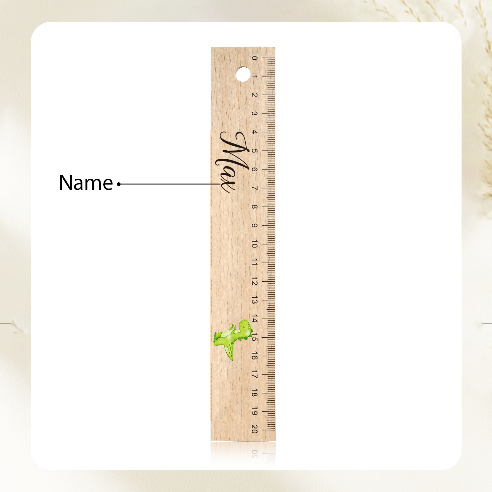 Dinosaur Personalised Engraved Children's Name Wooden Ruler - Back to School Supplier Gift for Kids