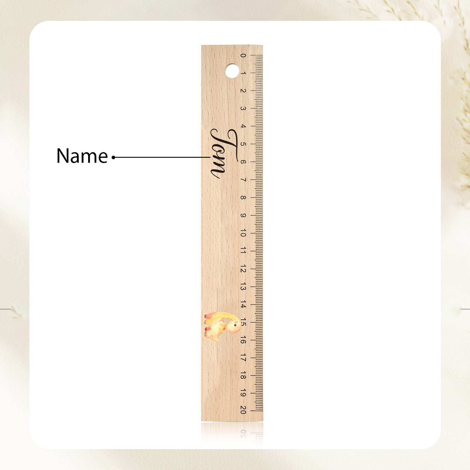 Dinosaur Personalised Engraved Children's Name Wooden Ruler - Back to School Supplier Gift for Kids