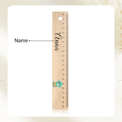 Dinosaur Personalised Engraved Children's Name Wooden Ruler - Back to School Supplier Gift for Kids