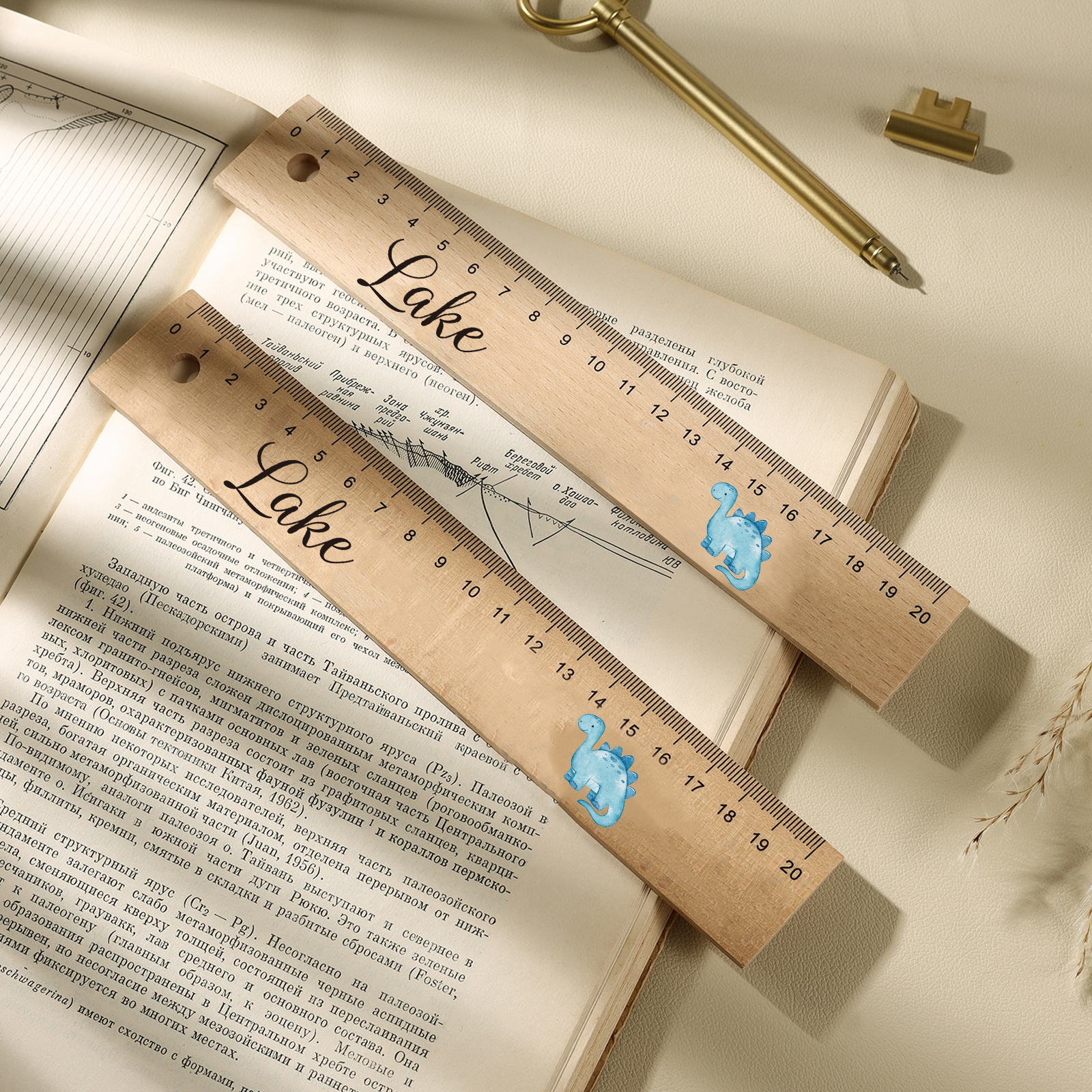 Dinosaur Personalised Engraved Children's Name Wooden Ruler - Back to School Supplier Gift for Kids