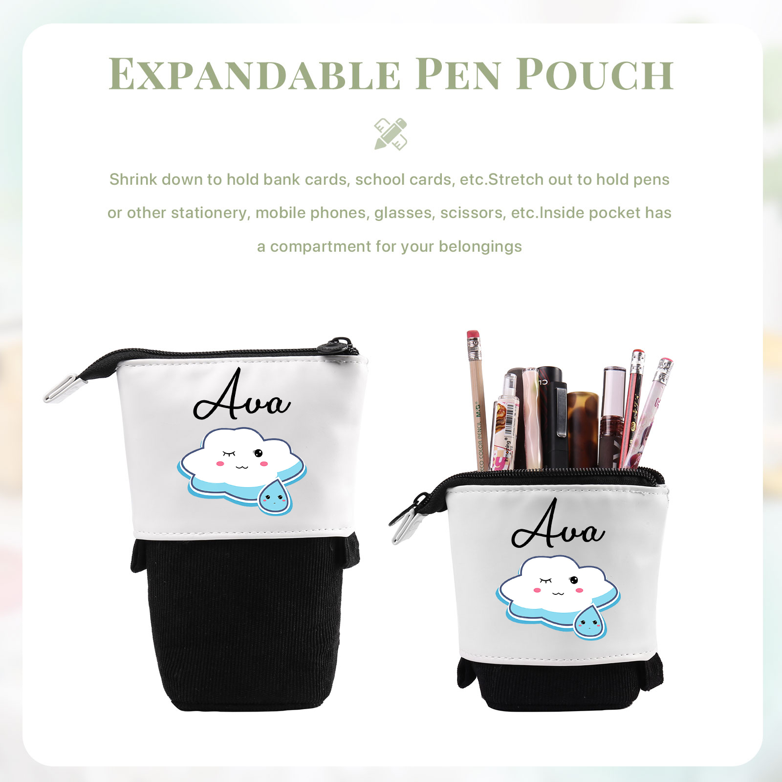 Personalized Pencil Case Custom Name Cloud Pencil Case Back To School Gift For Boy/Girl