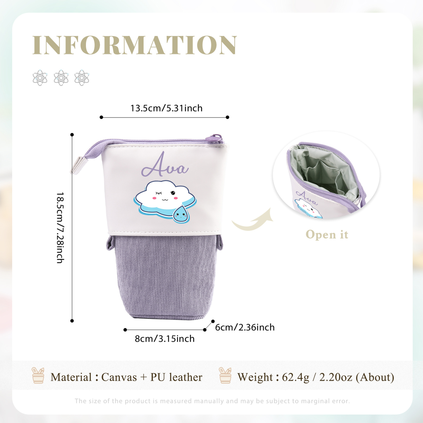 Personalized Pencil Case Custom Name Cloud Pencil Case Back To School Gift For Boy/Girl