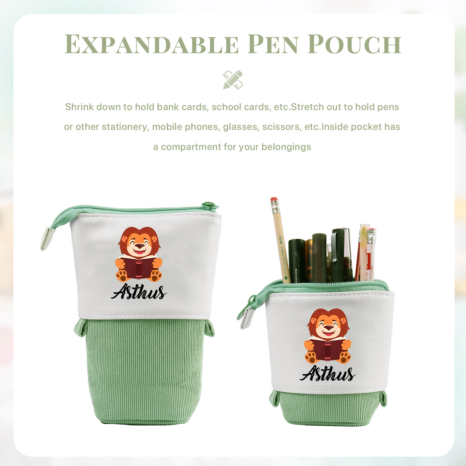 Personalized Pencil Case Custom Name And Animal Pencil Case Back To School Gift For Boys And Girls