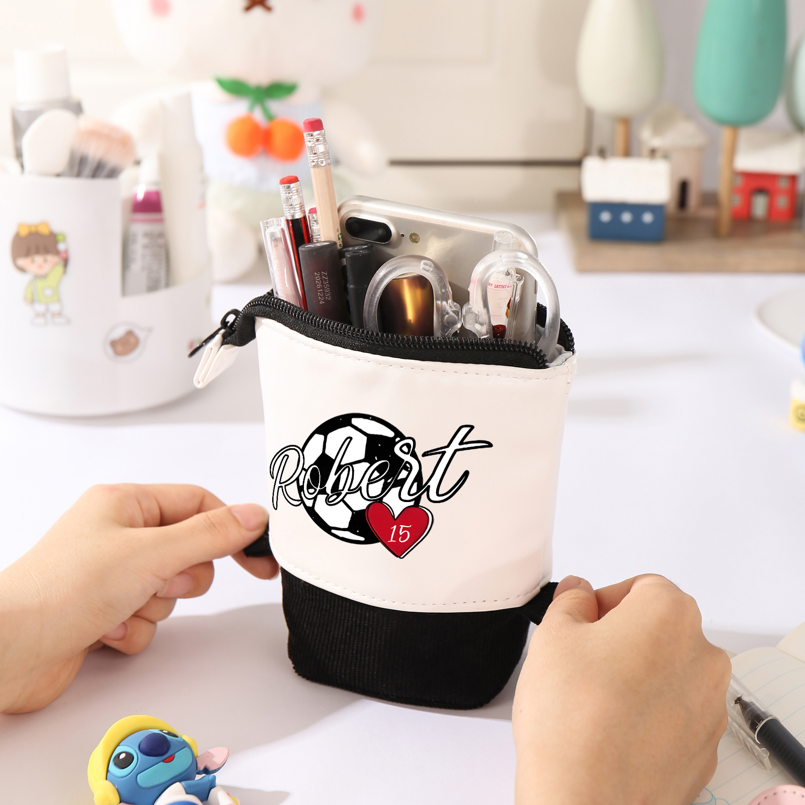 Personalized Pencil Case Customized Name & Ball & Number Pencil Case Back to School Gift for Boys Girls