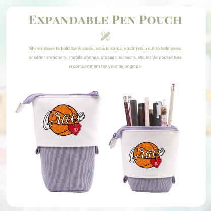 Personalized Pencil Case Customized Name & Ball & Number Pencil Case Back to School Gift for Boys Girls