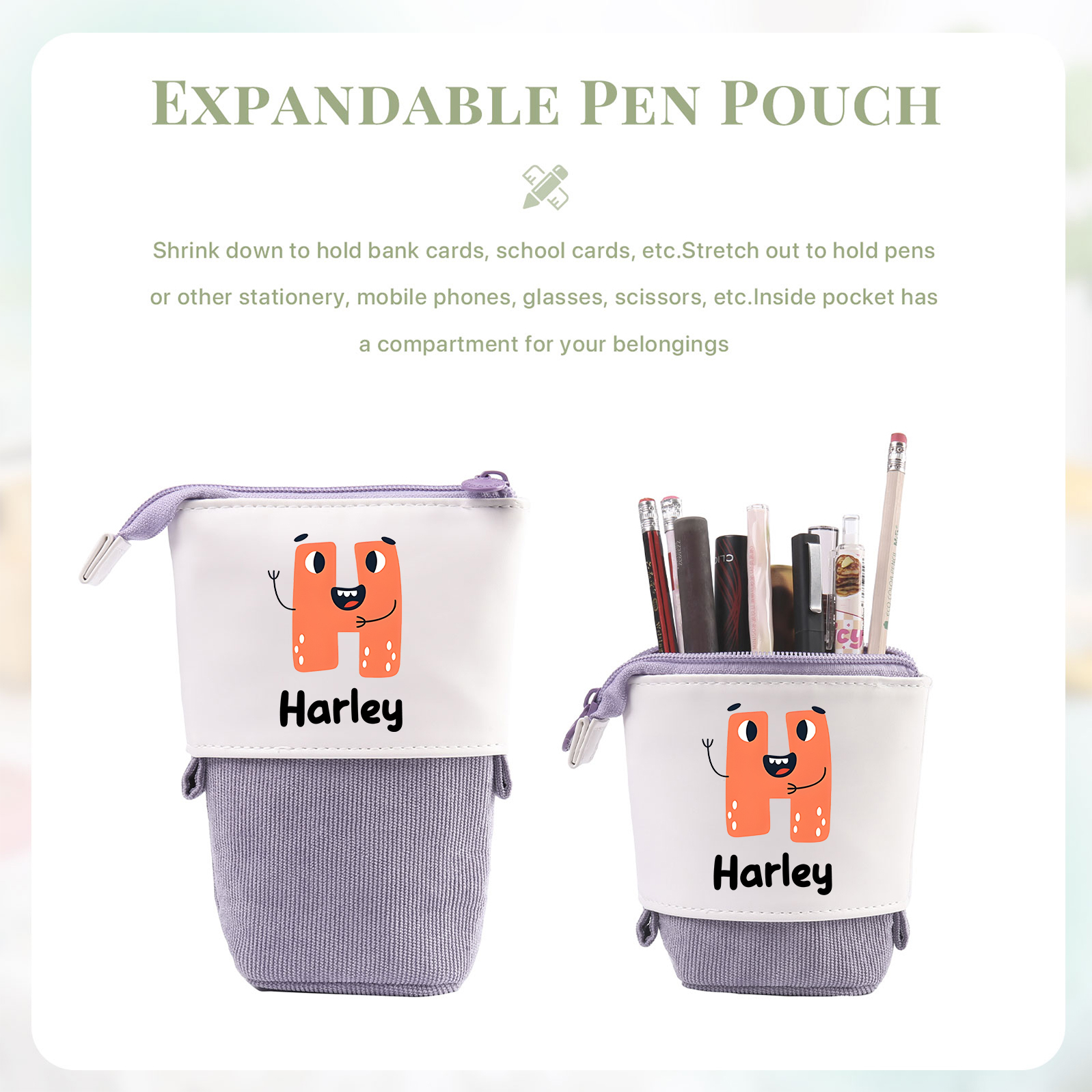 Personalized Pencil Case Custom Name And Letter Pencil Case Back To School Gift For Boys Girls