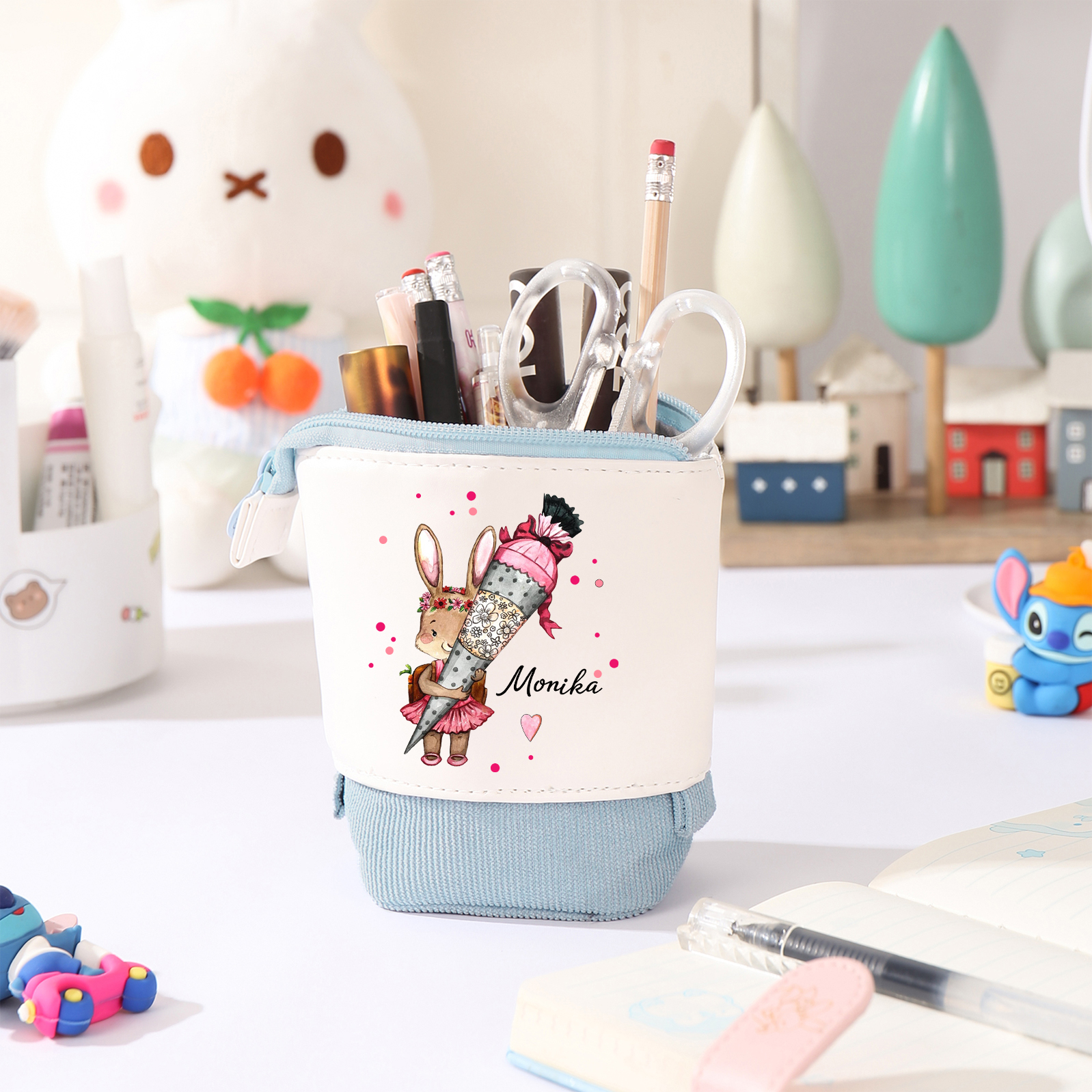 Personalized Pencil Case Custom Name Rabbit Pencil Case Back To School Gift For Boys Girls