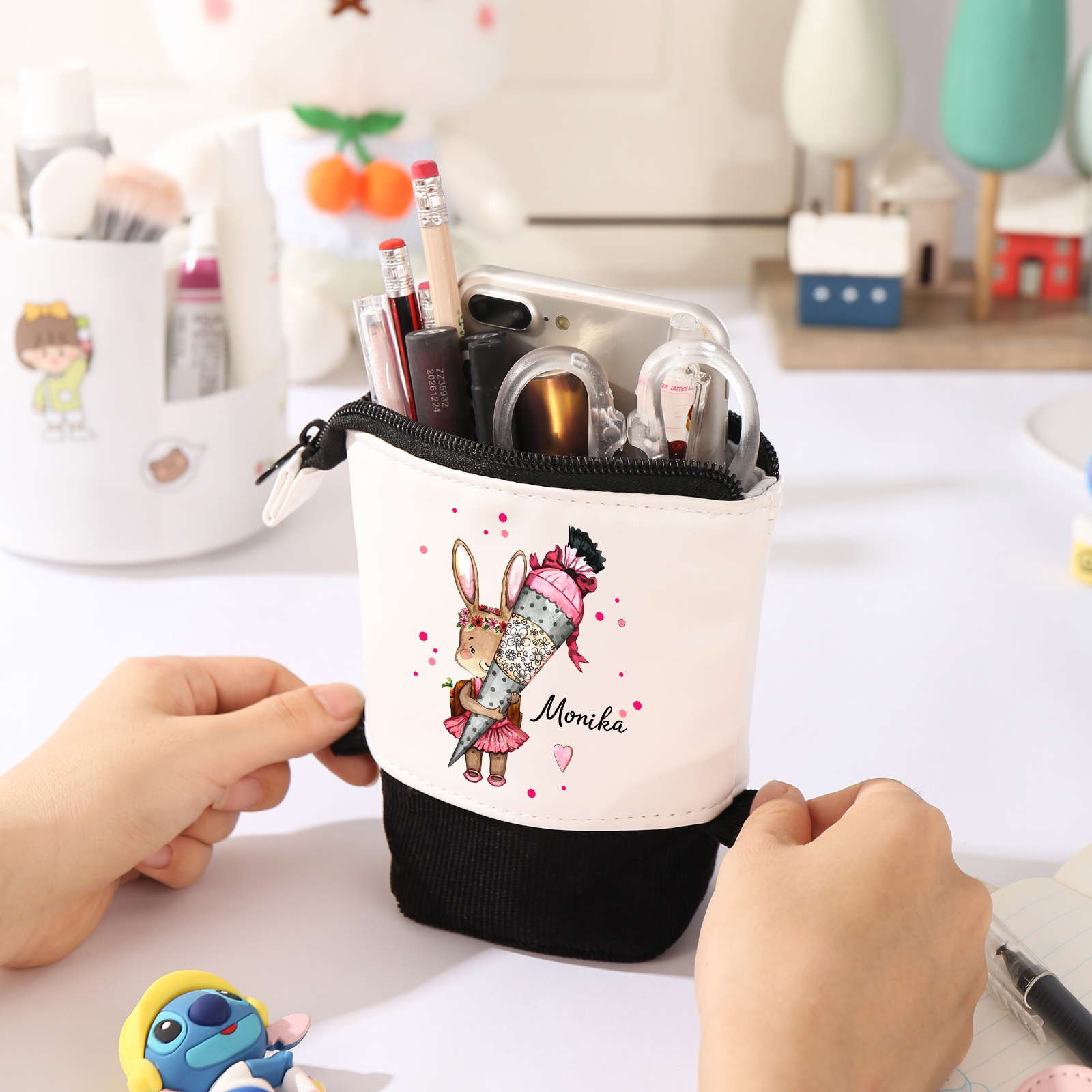 Personalized Pencil Case Custom Name Rabbit Pencil Case Back To School Gift For Boys Girls