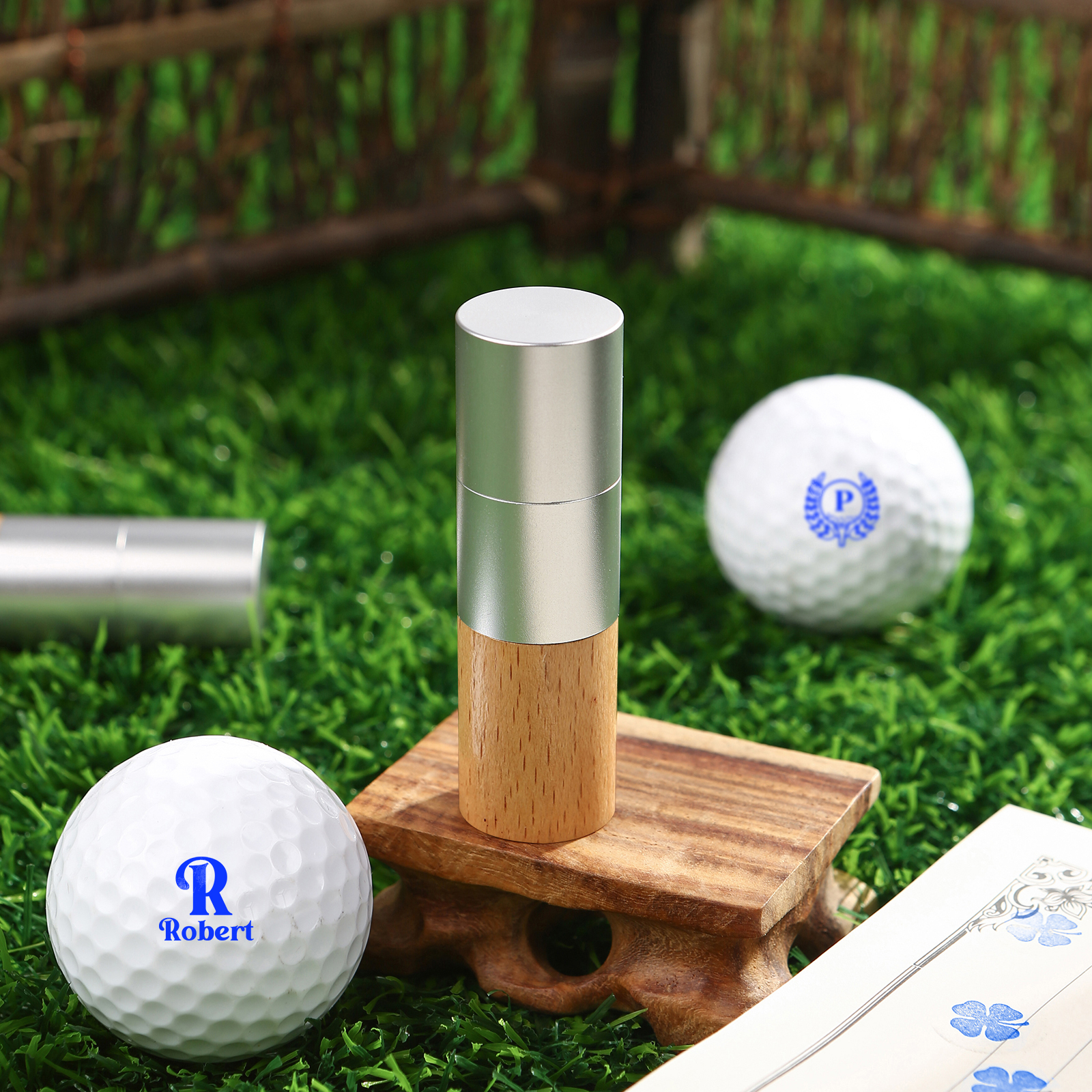 Personalised Walnut & Wooden Golf Pattern Seal, A Special Gift For Him/Yourself | Jessemade