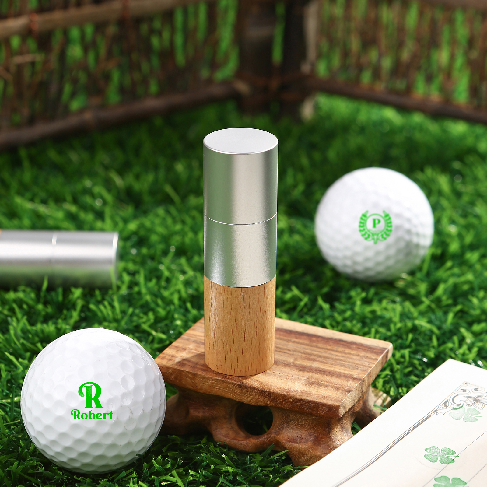 Personalised Walnut & Wooden Golf Pattern Seal, A Special Gift For Him/Yourself | Jessemade