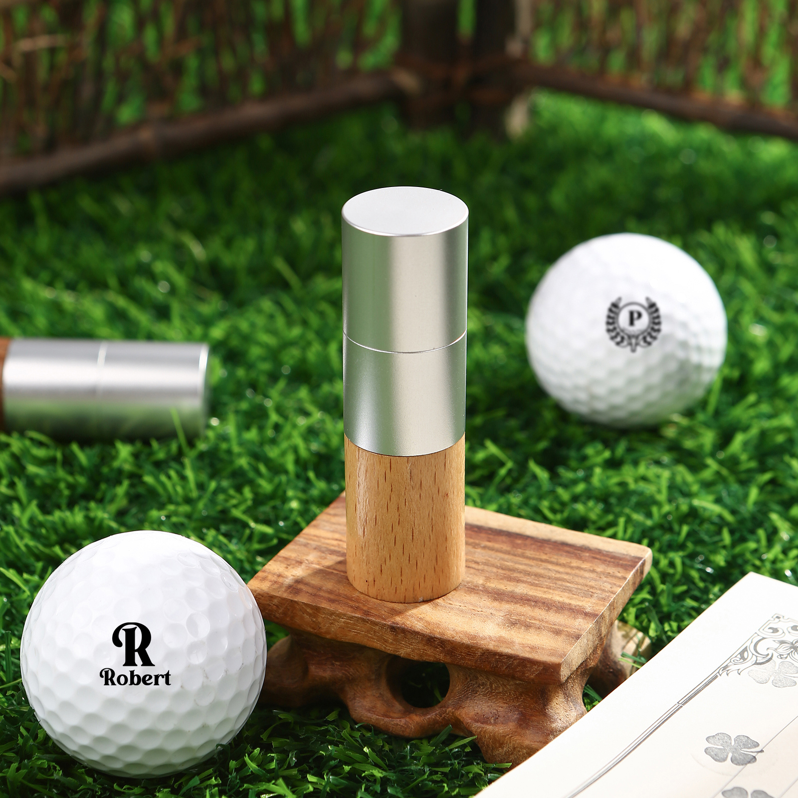 Personalised Walnut & Wooden Golf Pattern Seal, A Special Gift For Him/Yourself | Jessemade