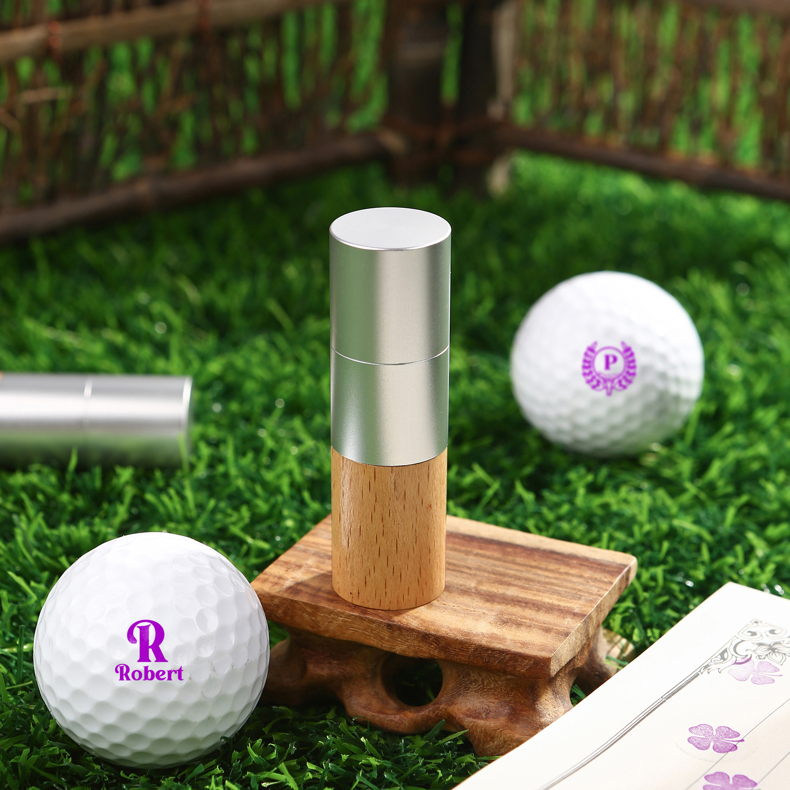 Personalised Walnut & Wooden Golf Pattern Seal, A Special Gift For Him/Yourself | Jessemade