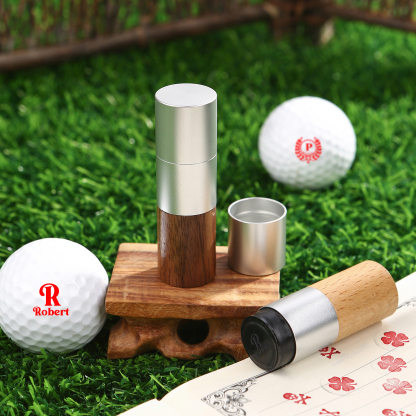 Personalised Walnut & Wooden Golf Pattern Seal, A Special Gift For Him/Yourself | Jessemade