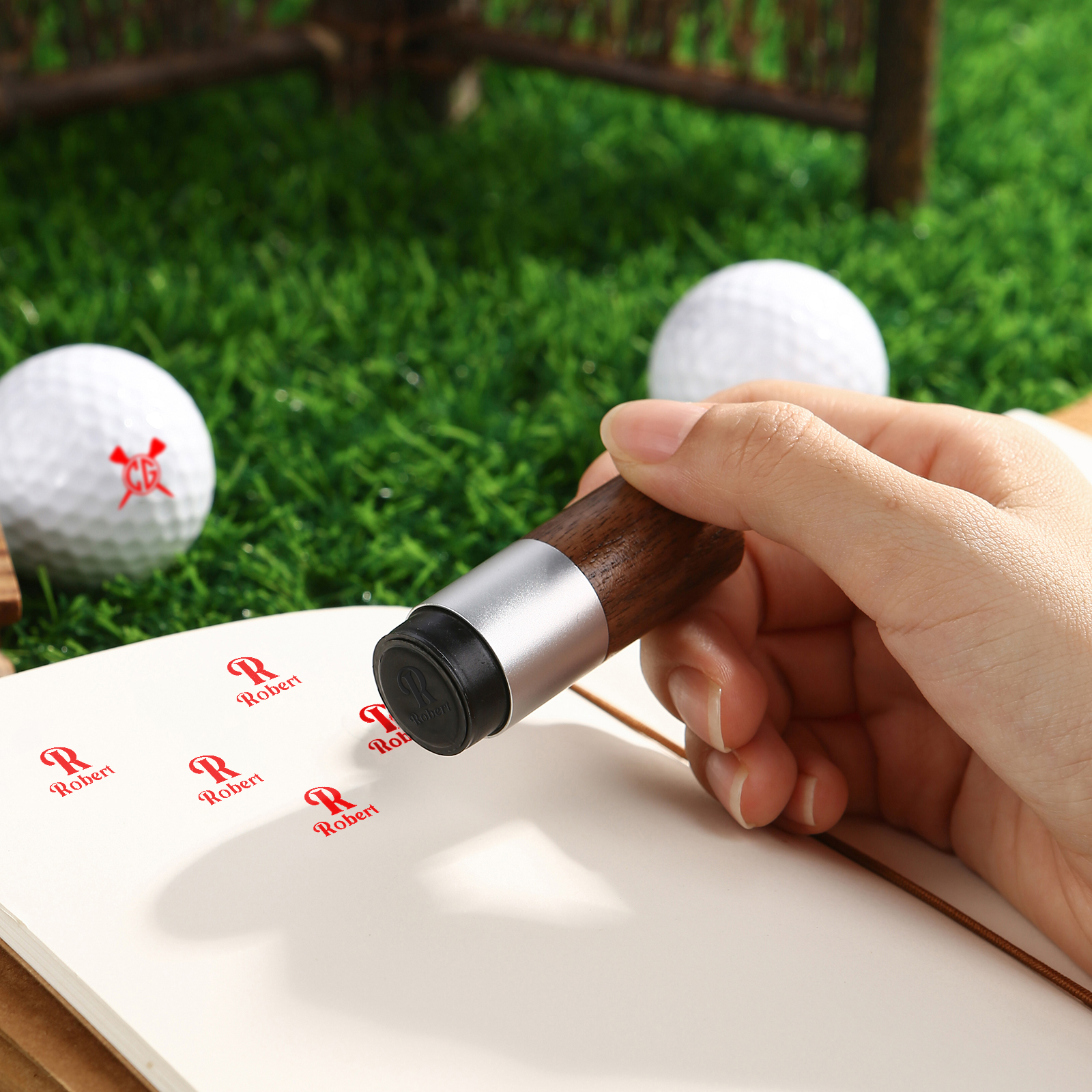 Personalised Walnut & Wooden Golf Pattern Seal, A Special Gift For Him/Yourself | Jessemade